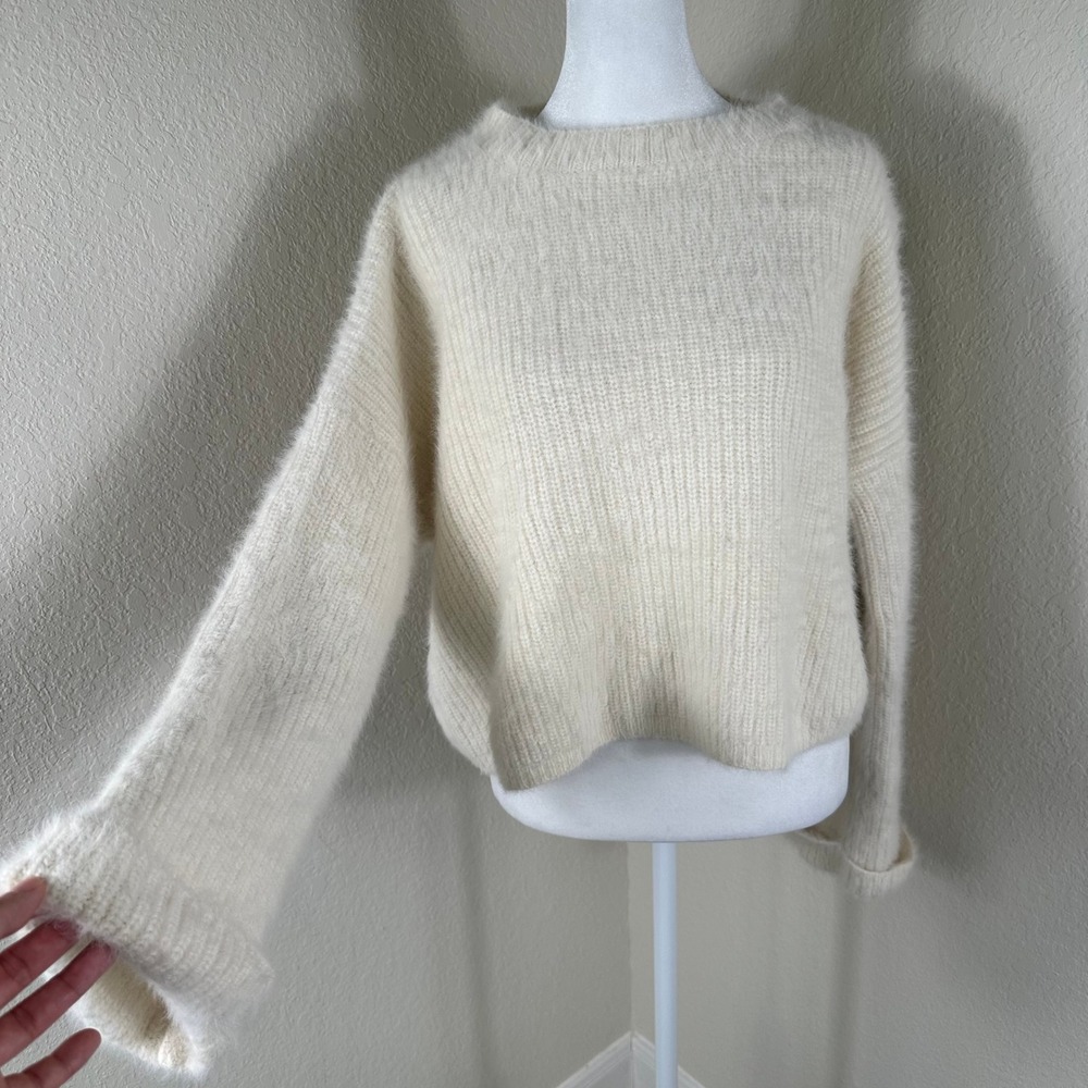About Us Sweater Women S Cream Fuzzy Coquette Eyelash Knit Soft Girl Chunky Knit